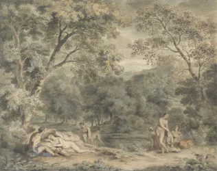 Nimfen baden in een beboste open plek, ca. 1765-70